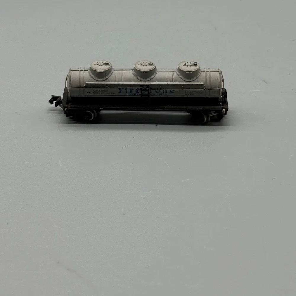 Vintage Bachmann N Scale Firestone GATX 30928 Tank Car Silver Freight Car